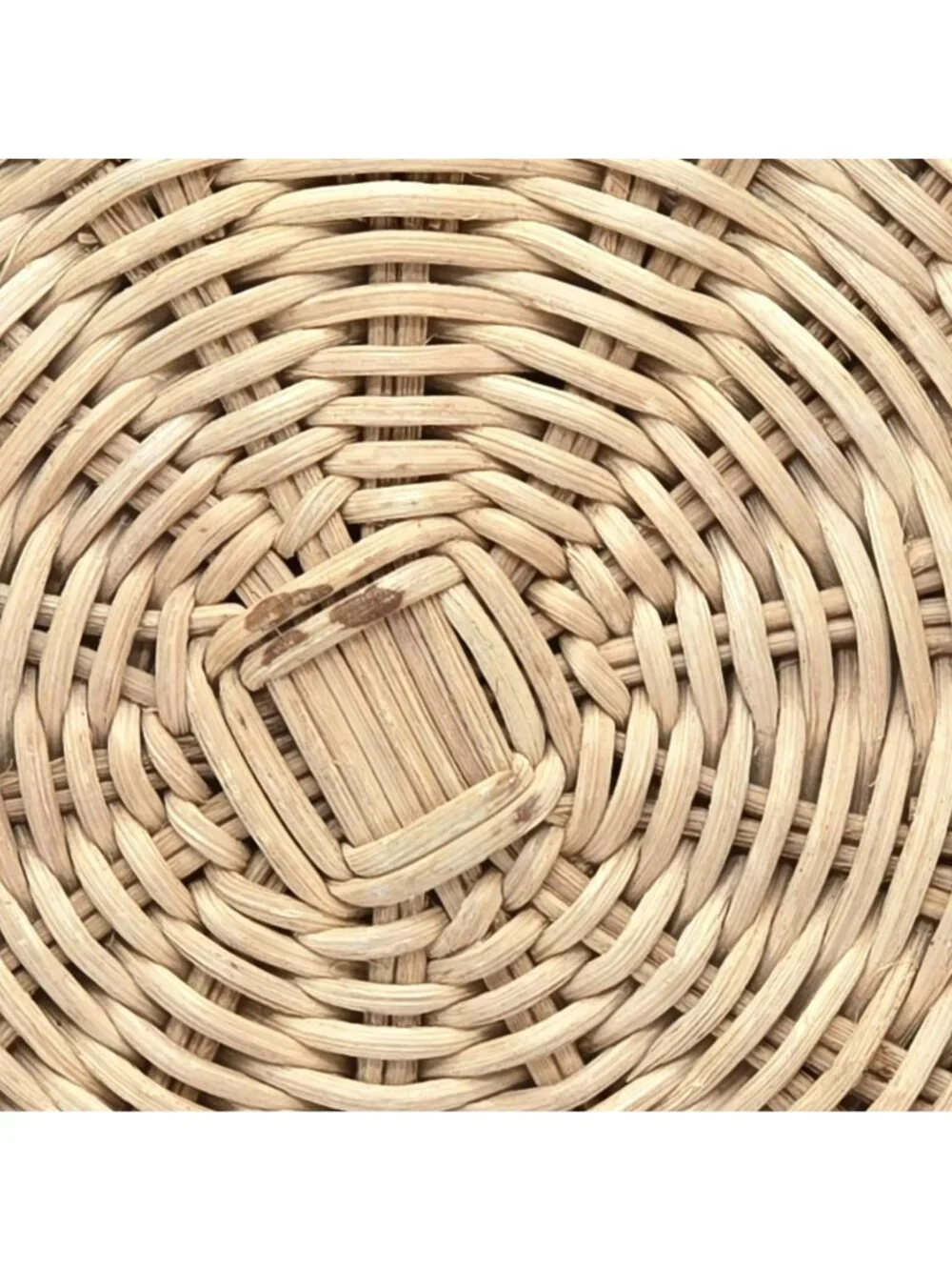 Large Vintage Woven Rattan Round Basket Tray Handmade Rustic Decor 12.5